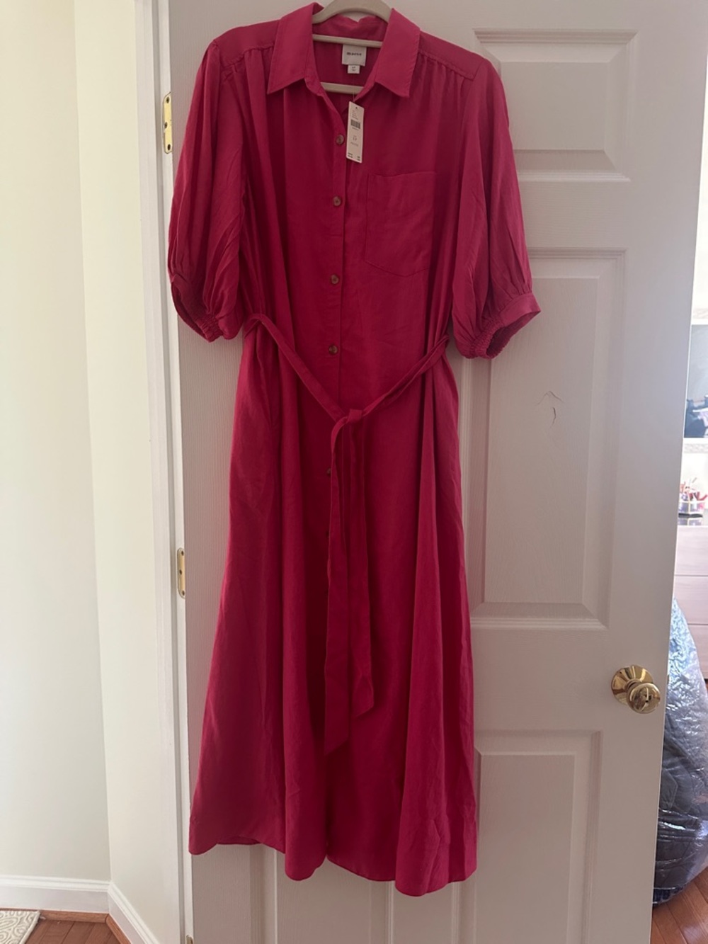 Anthropologie the Mona Line Shirt Dress Pink Petite Small NWT